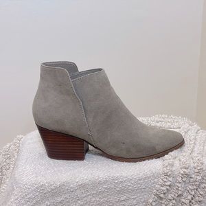 Dolce Vita Taupe Suede Booties Stacked Heel - 10